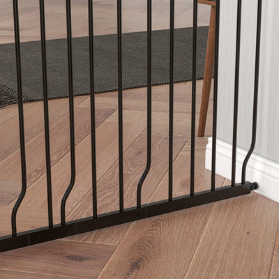 PawHut Extra Wide Dog Safety Gate, with Door Pressure, for Doorways, Hallways, Staircases - Black 