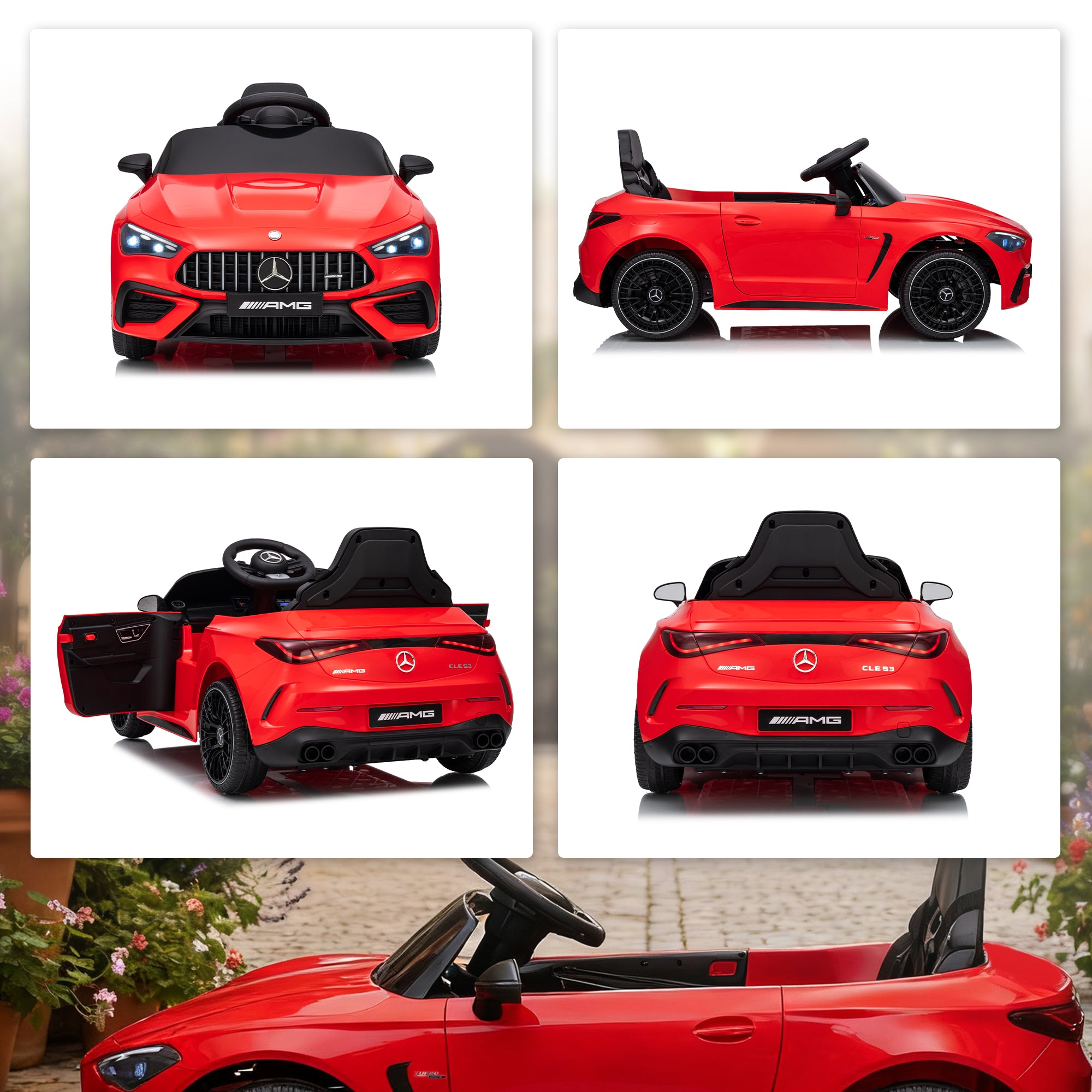 AIYAPLAY Licensed Mercedes AMG Kids Electric Car, 12V Ride On Car with Dual Motors, Remote Control for 3-6 Years, Red 