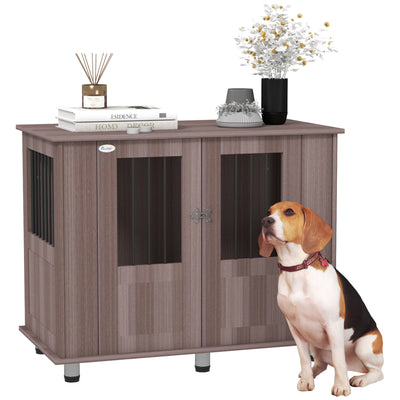 PawHut Dog Crate Table for Medium and Large Dogs with Magnetic Door for Indoor Use, 95 x 55 x 75 cm, Purple 