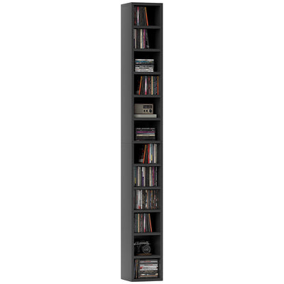HOMCOM 204 CD Tall Narrow Media Storage Tower - Black 