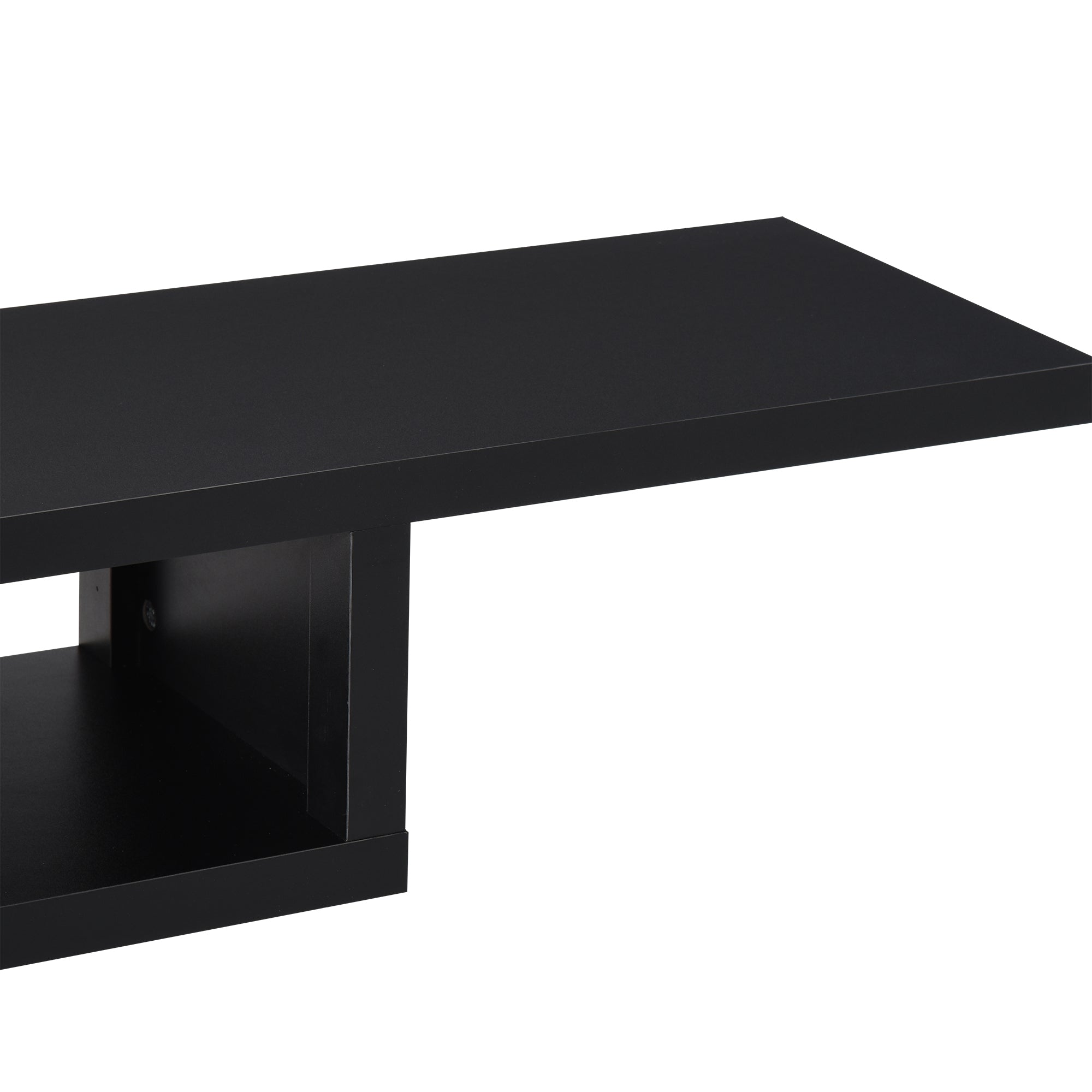 HOMCOM Floating TV Unit, Wall Mounted TV Stand with Open Shelf and 2 Cable Holes, Entertainment Unit for Living Room, Black 
