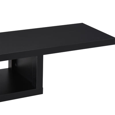 HOMCOM Floating TV Unit, Wall Mounted TV Stand with Open Shelf and 2 Cable Holes, Entertainment Unit for Living Room, Black 