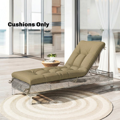 Outsunny Sun Lounger Cushion, Memory Foam Patio Chair Cushion with Ties, Outdoor Seat Pad Fits 190 x 60 cm Lounger, Sand 