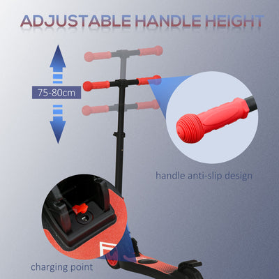 HOMCOM Folding Electric Scooter with Brake, for Ages 6+ Years, 8km/h Maximum Speed, Red 