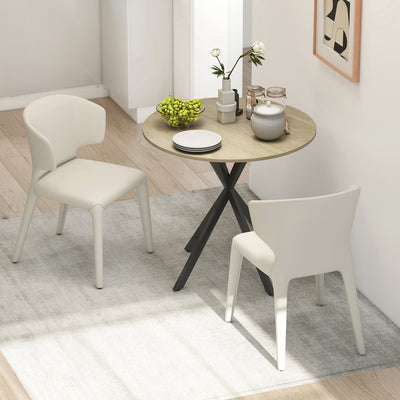 HOMCOM 80cm Industrial Round Dining Table - White Oak 