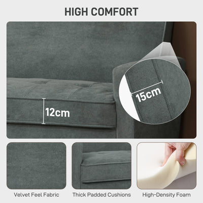 HOMCOM Two-Seater Velvet-Feel Sofa - Grey 