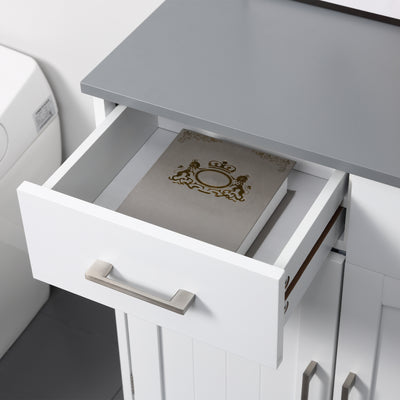 kleankin Freestanding Bathroom Cabinet, Storage Cupboard with 2 Drawers, Double Doors, Adjustable Shelf, White 