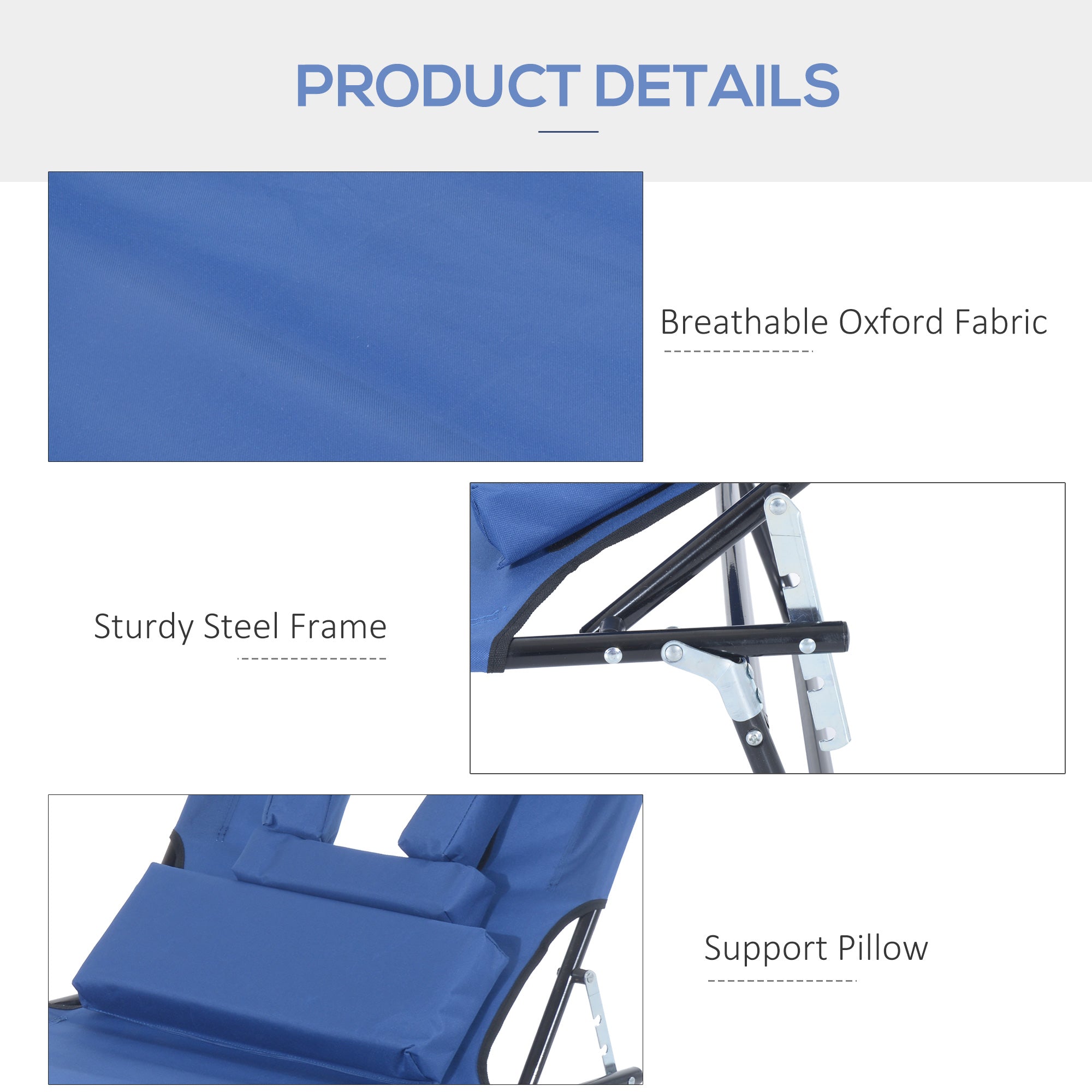 Outsunny Reading Hole Sun Lounger - Blue 