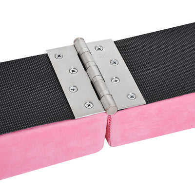 HOMCOM 2.4M 8FT Gymnastics Folding Balance Beam Home Gym Training Exercise Sports - Pink 