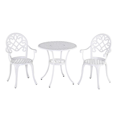 Outsunny Three-Piece Elegant Aluminium Garden Set - White 