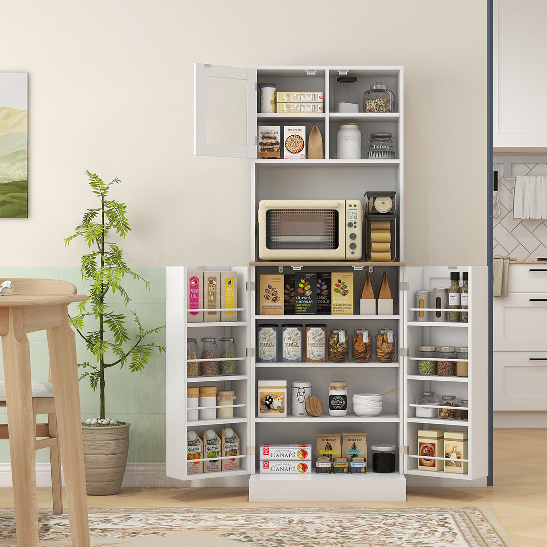 HOMCOM Two-Part Kitchen Storage Cabinet - White 