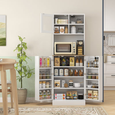 HOMCOM Two-Part Kitchen Storage Cabinet - White 
