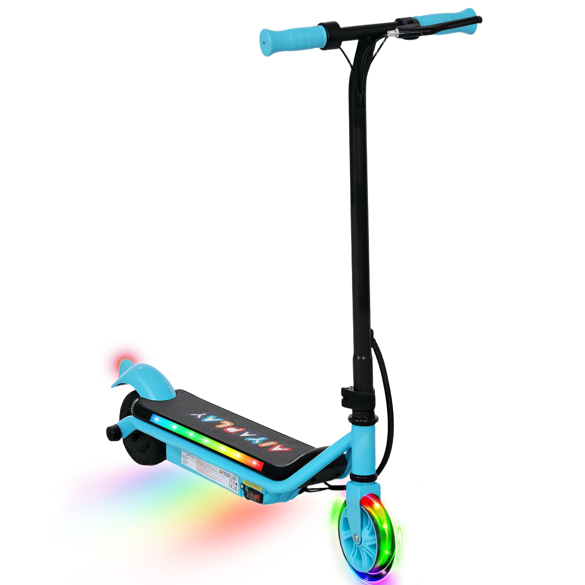 AIYAPLAY Electric Scooter for Kids Ages 6-14, with Dual Brakes, Flash Wheel and Colourful Light, Kids Electric Scooter E Scooter, Up to 12 KM/H & 10 KM, Blue 