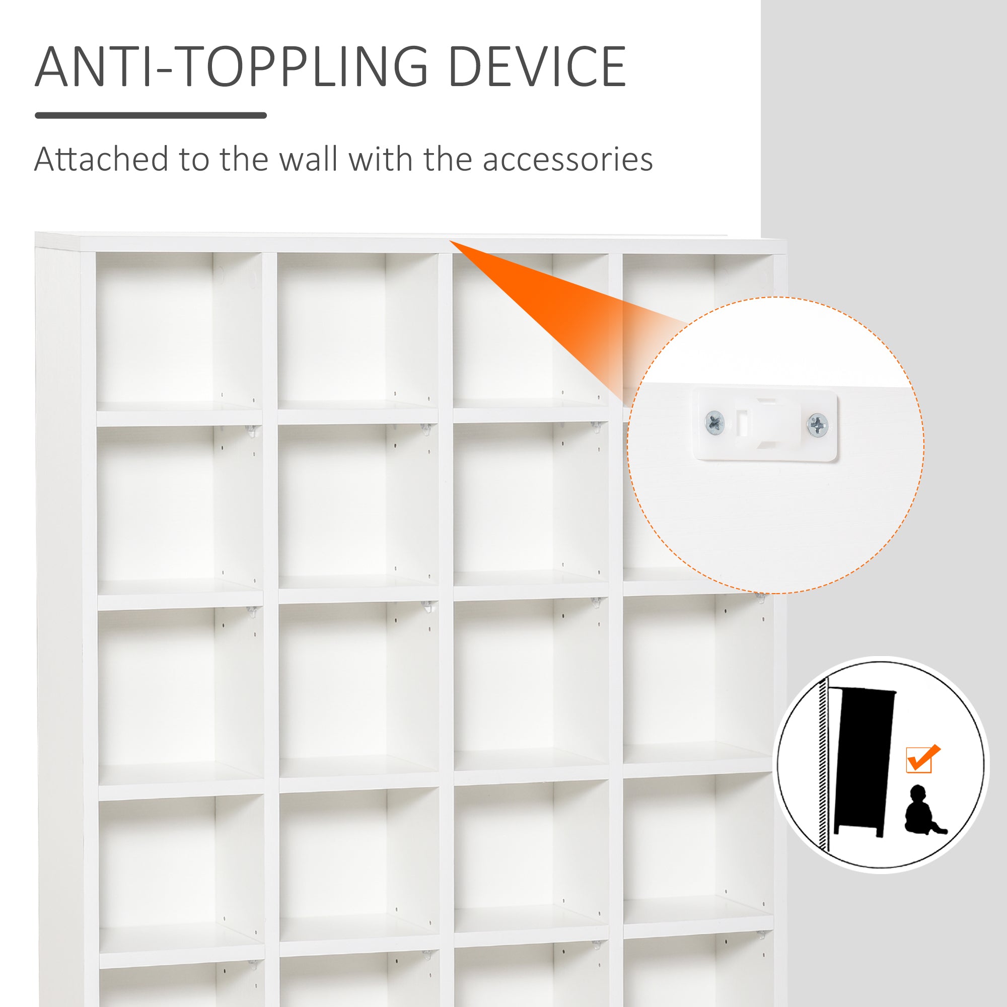 HOMCOM CD Storage Unit with Adjustable Shelves, 89 x 130.5 cm, White 