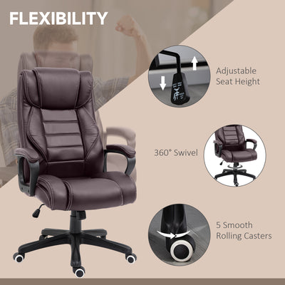 Vinsetto High Back Executive Office Chair 6- Point Vibration Massage Extra Padded Swivel Ergonomic Tilt Desk Seat, Brown 