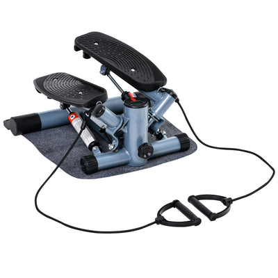 HOMCOM Mini Stepper Step Machine with Resistance Bands and Cushion Mat for Leg Arm Full Body Training Fitness Stair Stepper 