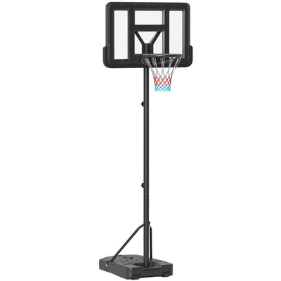 SPORTNOW Height Adjustable Basketball Stand Net Set System, Freestanding Basketball Hoop and Stand w/ Wheels, 200-305cm - Black 