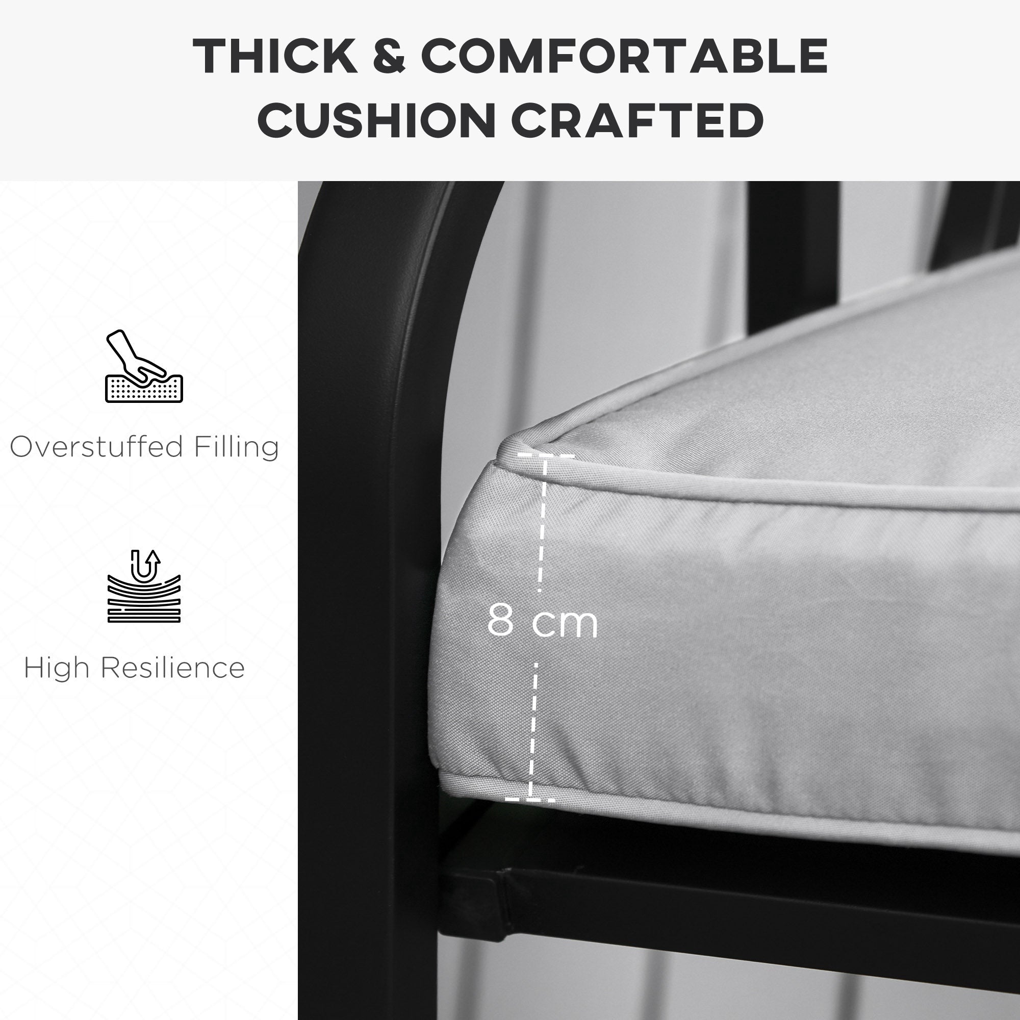 Outsunny 2 Seater Garden Bench Cushion -Light Grey 