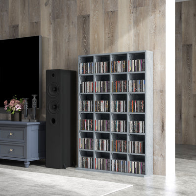 HOMCOM CD Storage Unit with Adjustable Shelves, 89 x 130.5 cm, Cement Grey 
