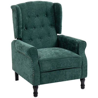 HOMCOM 150° Reclining Vintage Armchair, with footrest - Dark Green 