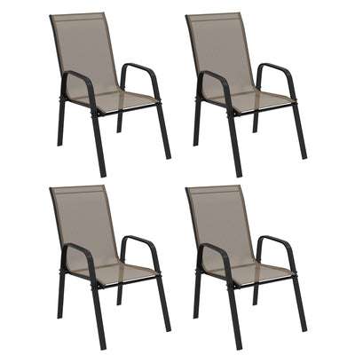 Outsunny Set of Four Stackable Mesh Seat Chairs - Grey 