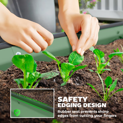 Outsunny Set of Two 181 x 93cm Steel Planters - Green 