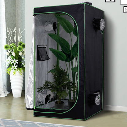Outsunny Grow Tent Reflective Mylar Hydroponic with Adjustable Vents and Floor Tray for Indoor Plant Growing, 80 x 80 x 160 cm (31.5" x 31.5" x 63") 