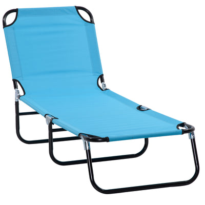Outsunny Garden Sun Lounger, with Five-Position Back - Light Blue 