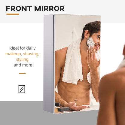 HOMCOM Stainless Steel Wall-mounted Bathroom Mirror Storage Cabinet 300mm (W) 