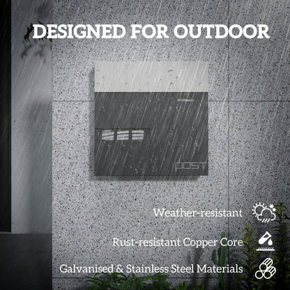 HOMCOM Locking Galvanised Steel Letterbox - Charcoal Grey/Black 