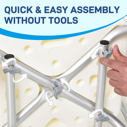 HOMCOM Adjustable Shower Chair, Shower Seat, Portable Medical Stool with Adjustable Back and Armrest for Mobility 