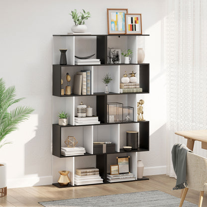 HOMCOM 5-tier Bookcase Storage Display Shelving S Shape design Unit Divider Black 