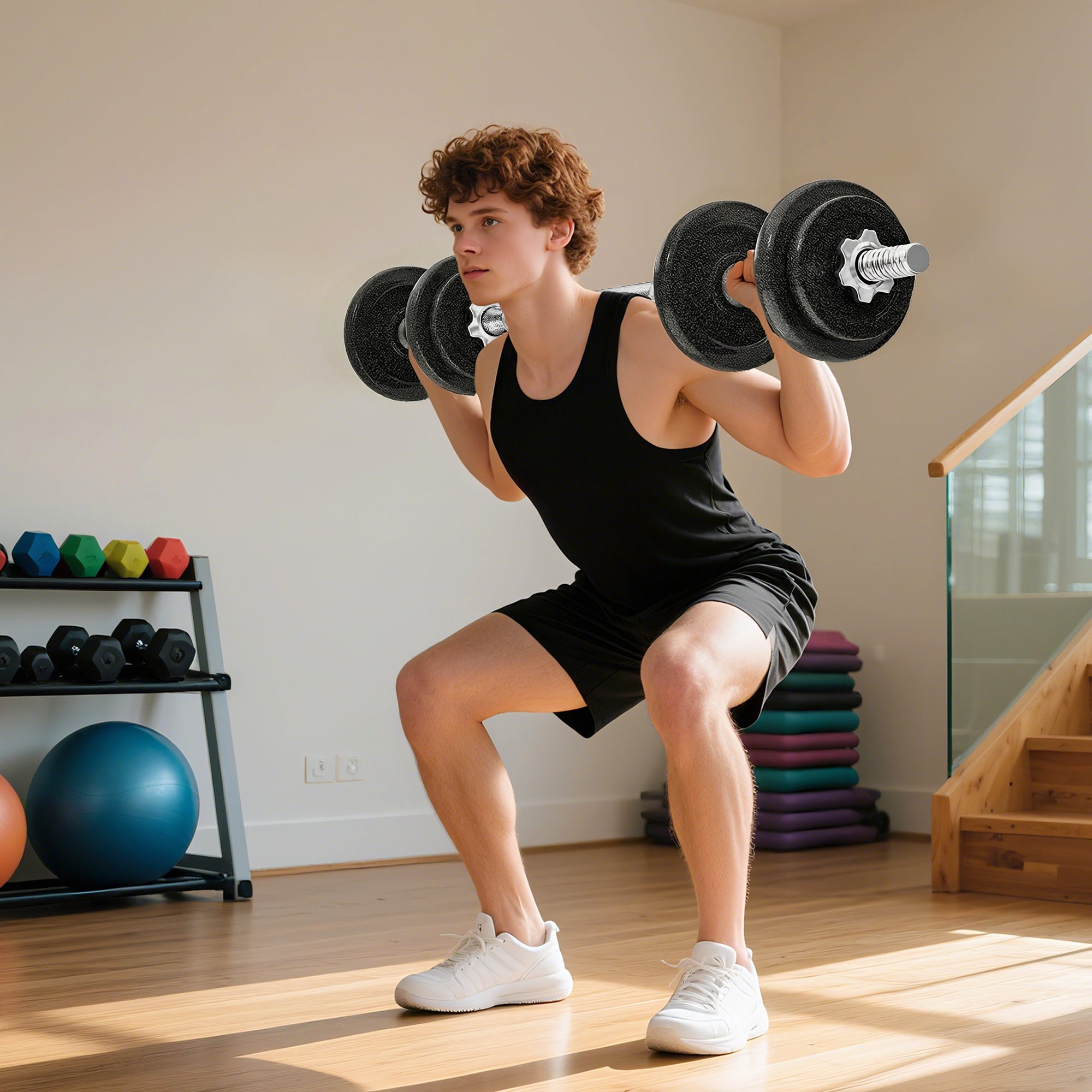 SPORTNOW 2-in-1 Adjustable Dumbbells Set, 20kg Cast Iron Weights Dumbbells Set with Non-Slip Grip for Strength Training, Weight Lifting, Bodybuilding, Home Gym Workout Equipment for Men & Women 