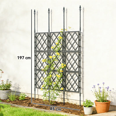 Outsunny Foldable Garden Trellis, Lattice Climbing Support Trellis for Garden, DIY Assembly, 85 x 197 cm, Black 