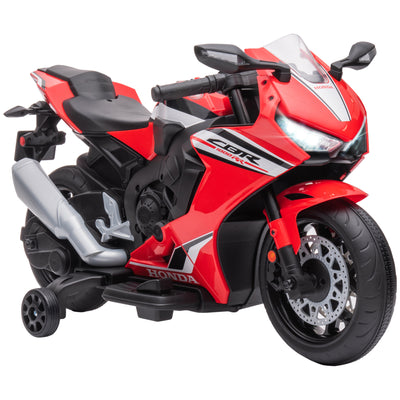 HOMCOM 6V Honda Licensed Kids Motorcycle w/ Music, Training Wheels - Red 