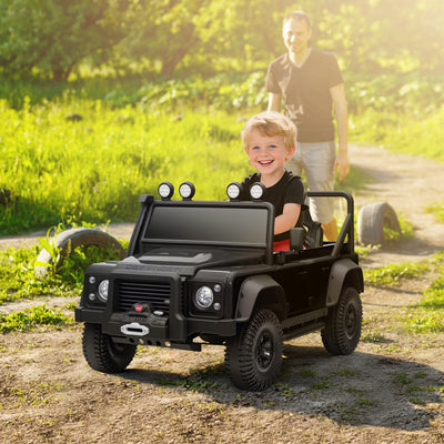 AIYAPLAY Kids Ride On Car with Remote Control, Music, Horn, 4 Spring Suspension Wheels, LED Lights for 3-5 Years Old, Black 