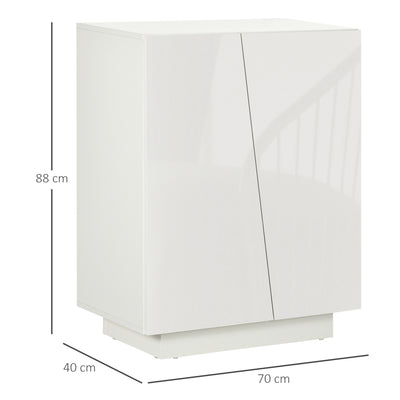 HOMCOM High Gloss Storage Cabinet, Freestanding Storage Cupboard with Adjustable Shelves for Living Room, Bedroom, Hallway, White 