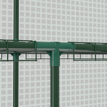 Outsunny Walk-in Greenhouse with 3 Tier 12 Shelves, Small Greenhouse with Reinforced PE Cover, Garden Plant Growhouse with Roll-up Door and Three Mesh Windows, 140 x 213 x 190 cm, Green 