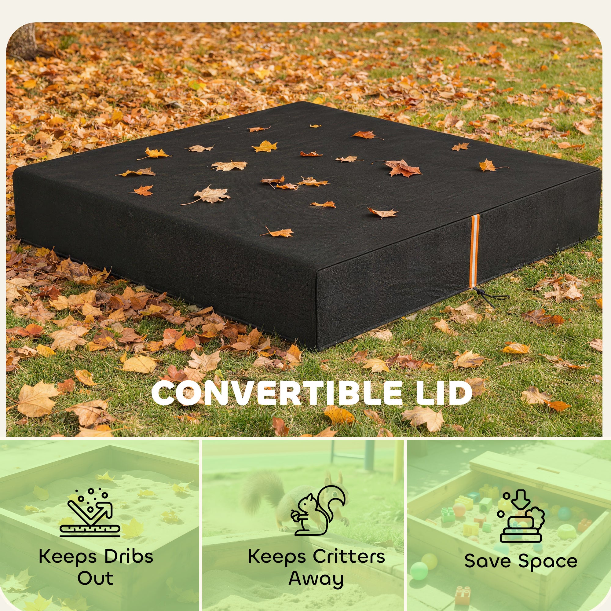 AIYAPLAY Sandbox Cover, Square Sandpit Cover Waterproof Dustproof UV Protection, Sandbox Canopy with Drawstring and Elastic Band 