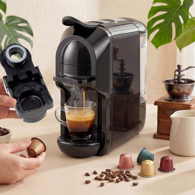 HOMCOM Pod Coffee Machine for Nespresso, Dolce Gusto Capsule & Ground Coffee, Small Semi Automatic Coffee Maker, 19 Bar, 0.6L 