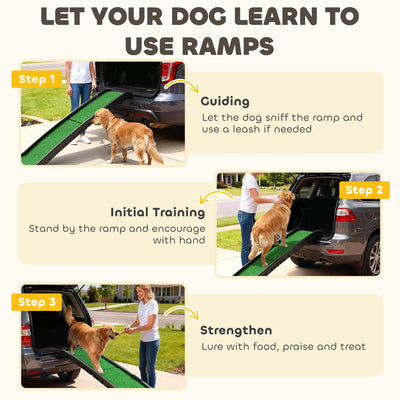 PawHut Foldable Dog Ramp with Artificial Anti-slip Surface, Portable & Lightweight, for Cars, Home, 155 x 38.5 x 15.5 cm 