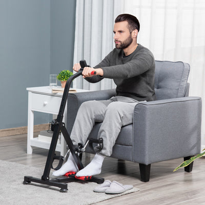 HOMCOM Portable Exercise Bike for Home Pedal Exerciser Height-adjustable 56L x 44- 56W x 75- 97H cm Black and Red 