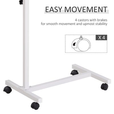 HOMCOM Height Adjustable Over Bed Table with Wheels, C Shaped Laptop Desk, Portable Hospital Bed Table for Living Room, Bedroom, Brown 