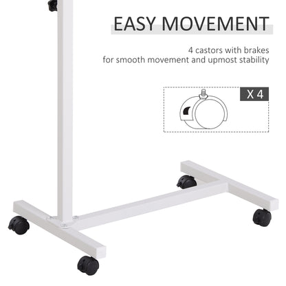 HOMCOM Height Adjustable Over Bed Table with Wheels, C Shaped Laptop Desk, Portable Hospital Bed Table for Living Room, Bedroom, Brown 
