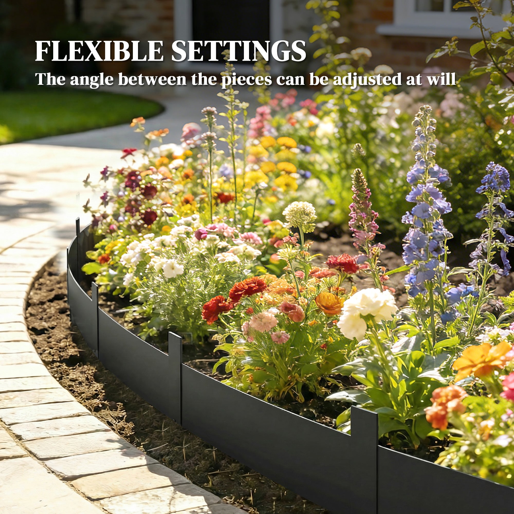 Outsunny 5pcs Garden Fence, Metal Picket Fence Panels, 115x15cm, Black 