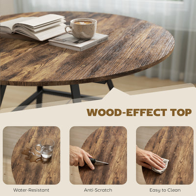 HOMCOM Dining Table for 4 People, 100 cm Round Industrial Kitchen Table with Storage Shelf, Rustic Brown 