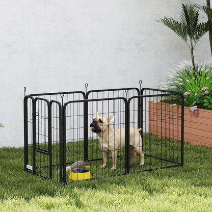PawHut 6 Panels Heavy Duty Dog Playpen with Secure Door, for Indoor Outdoor, for Garden, Camping, 60cm High 