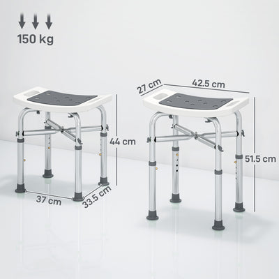 HOMCOM 44-51.5cm Aluminium Frame Shower/Bath Stool - Grey 