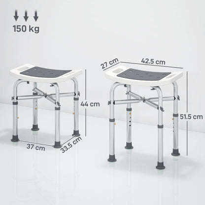 HOMCOM 44-51.5cm Aluminium Frame Shower/Bath Stool - Grey