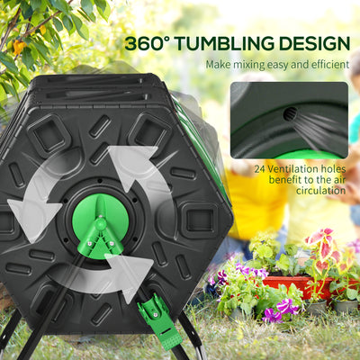 Outsunny 130L Double Chamber Composter - Black 